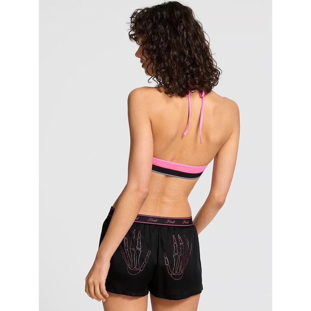 VS PINK 2025 Halloween Boxy Sleep Shorts Tencel Bling Skeleton Silky Small NWT